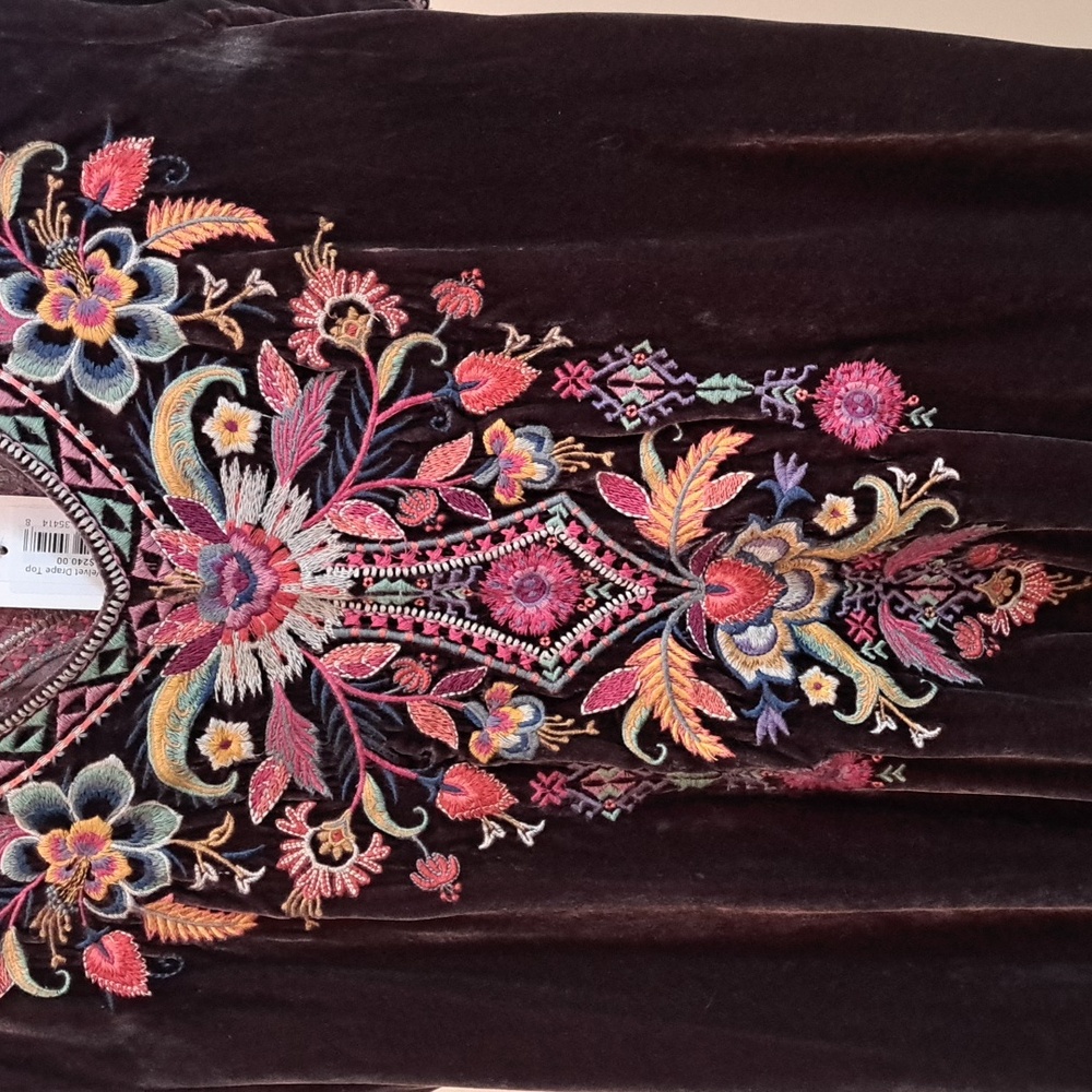 Johnny Was Iona Velvet Drape Top Size Large - Picture 2 of 11
